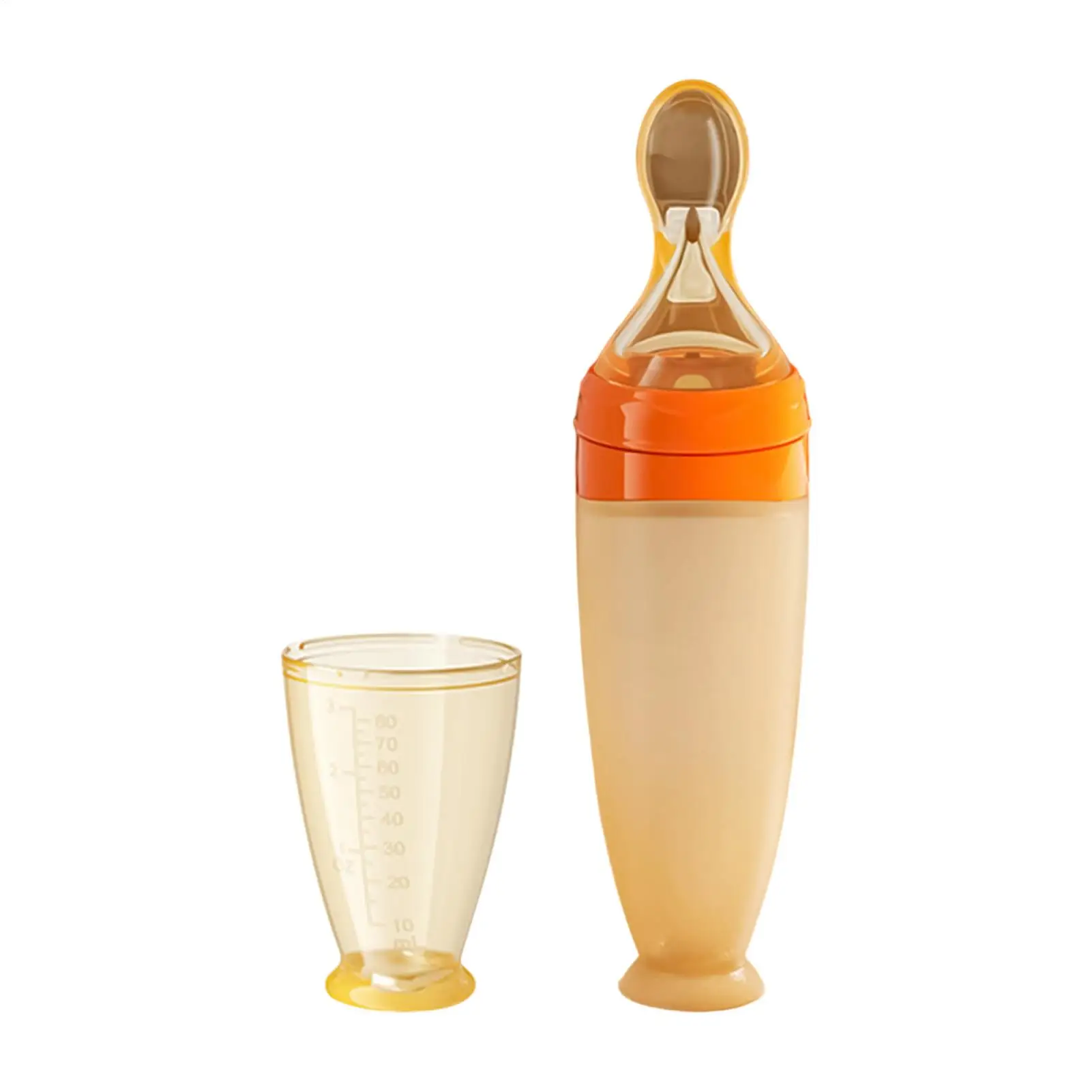 

Baby Feeding Spoon Heat-Resistant Squeeze Dispenser With Standing Base Squeeze Feeding Spoons With Suction Cup For Cereal Puree