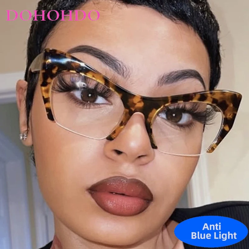 

Retro Luxury Brand Designer Oversized Cat Eye Eyeglasses Men Women Computer Anti Blue Light Glasses New Fashion Trendy Eyewear