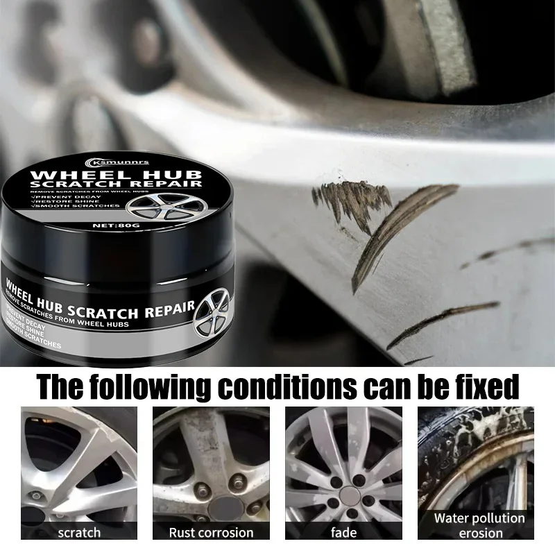 Fasilawei Car Wheel Hub Scratch Refurbishment Paste, Tire Rim Scratch Paint Repair Paste - Aluminum and Steel Rings Dent Restore