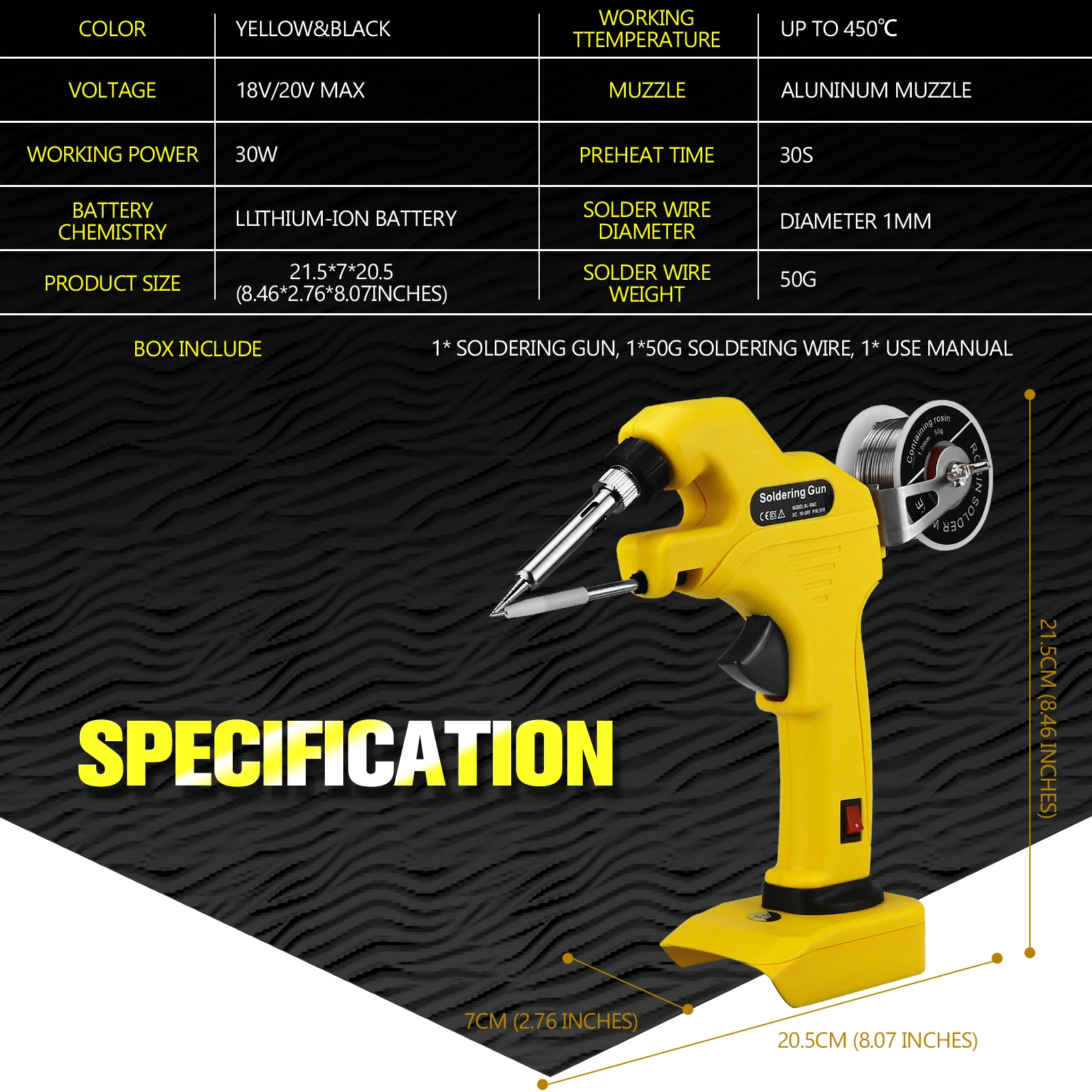 Kit de soldador inalámbrico para Dewalt, herramienta de reparación de pistola de soldadura eléctrica de precalentamiento rápido, batería de iones de