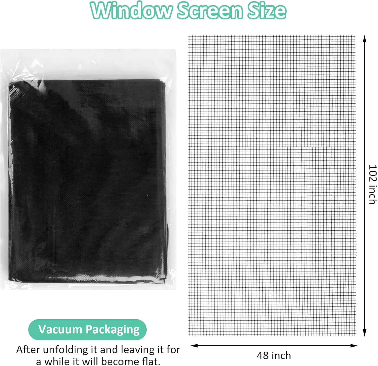 48x102 Inch Window Screen Replacement, DIY Adjustable Pet-Proof Patio Screen, Anti-Mosquito Window Screen Mesh for Porch