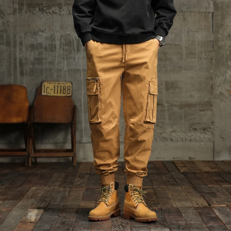 جديد الخريف سراويل تقليدية للرجال جيوب كبيرة فضفاضة تناسب ملابس العمل المريحة السراويل ماجيك الشريط مكبل فضفاض حجم متنوعة #5