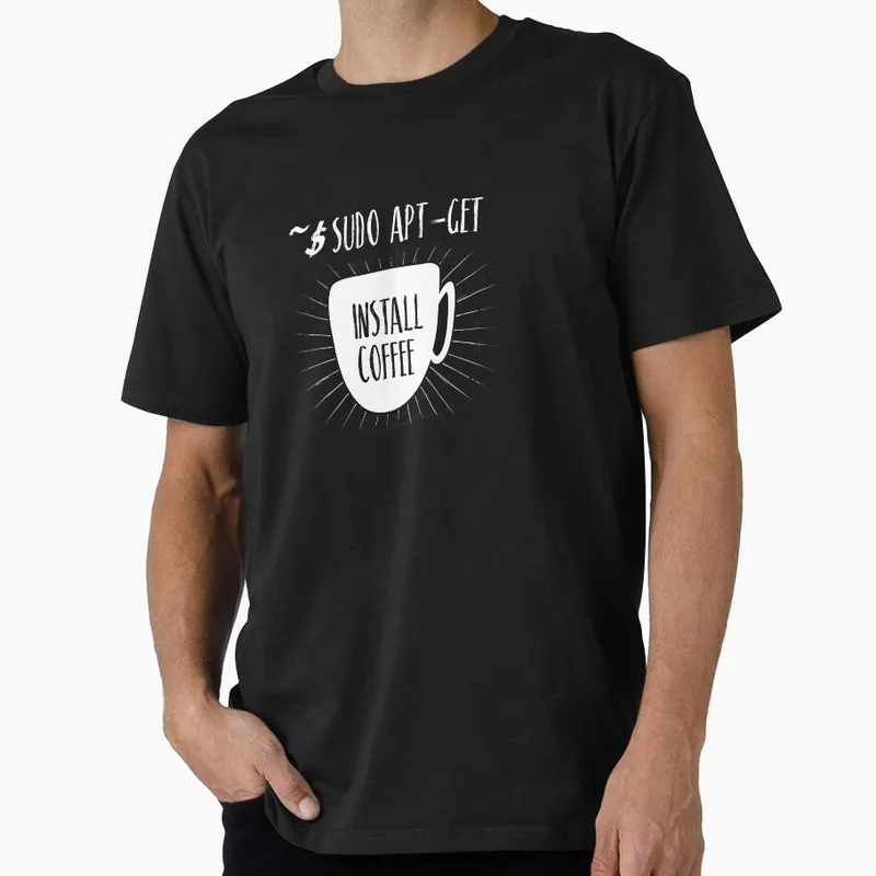 Linux Sudo Apt Get Install Coffee Programmer Coder Graphic T‑Shirt Geek IT Developer Fan Gift Tops S-6XL
