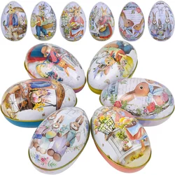 3/6 Pieces Large Medium Small Easter Eggs Bunny Pattern Metal Egg Shaped Candy Gifts Box Easter Decoration Rabbit Party Supplies