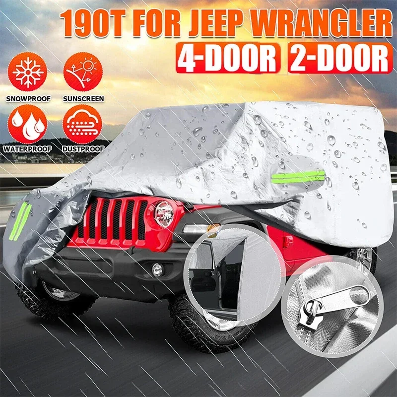 

Car Cover For Jeep Wrangler 2 Door 4 Door Windproof Dustproof UV Protection Auto Cover For Jeep Wrangler JK JL YJ 1987-2019