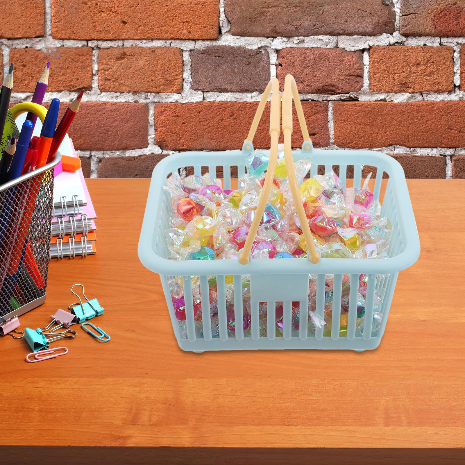 6 stks Mini Plastic Winkelmanden Pastel Kruidenier Winkelwagen Trolley Speel Voedsel Mand Voor Fantasiespel Poppenhuis Markt