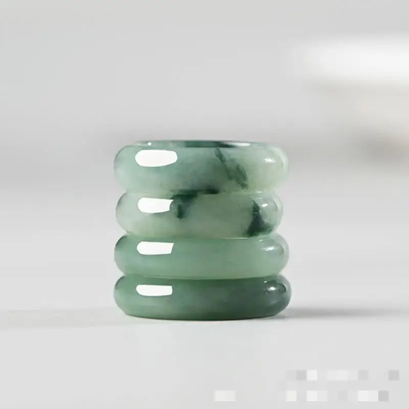 Anillo de Jade de flor flotante de hielo para hombre y mujer, joyería fina, accesorios, banda de piedra de jadeíta de Myanmar auténtica