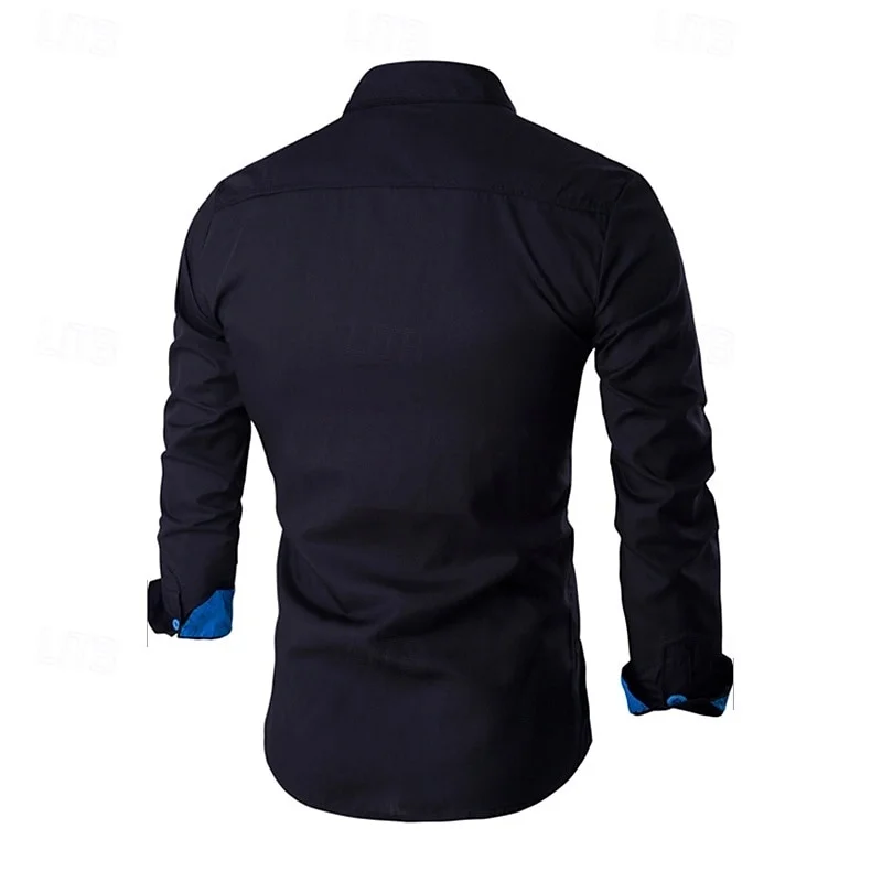 Men's long-sleeved double-breasted casual shirt, young fashion business shirt, comfortable fabric breathable, fast delivery