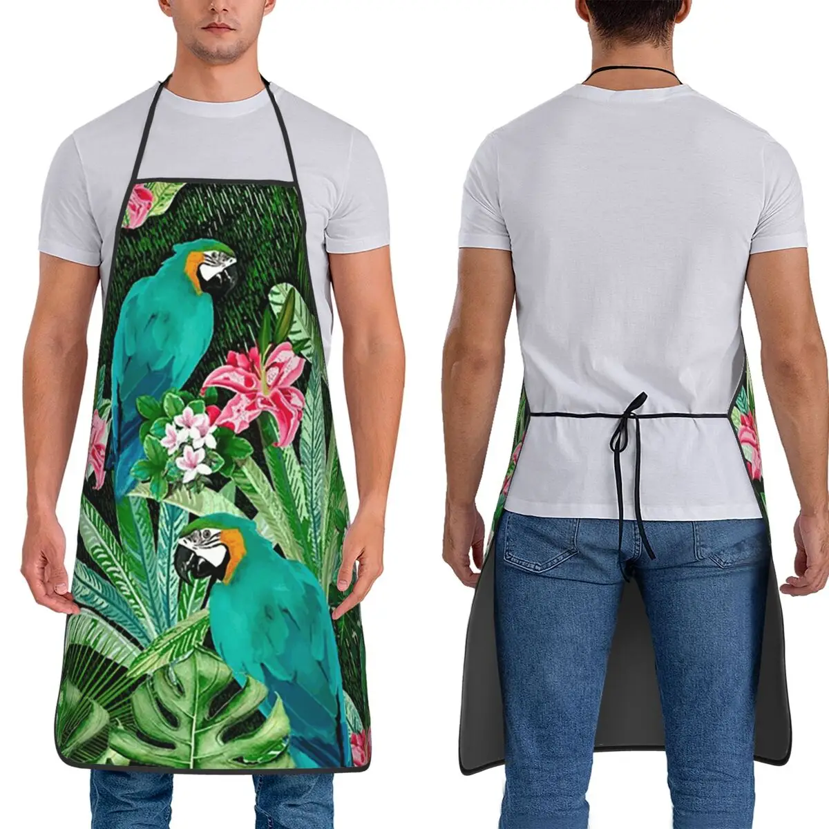 

Фартук с рисунком тропических птиц, водонепроницаемый, для кухни, уборки, садоводства, для женщин и мужчин