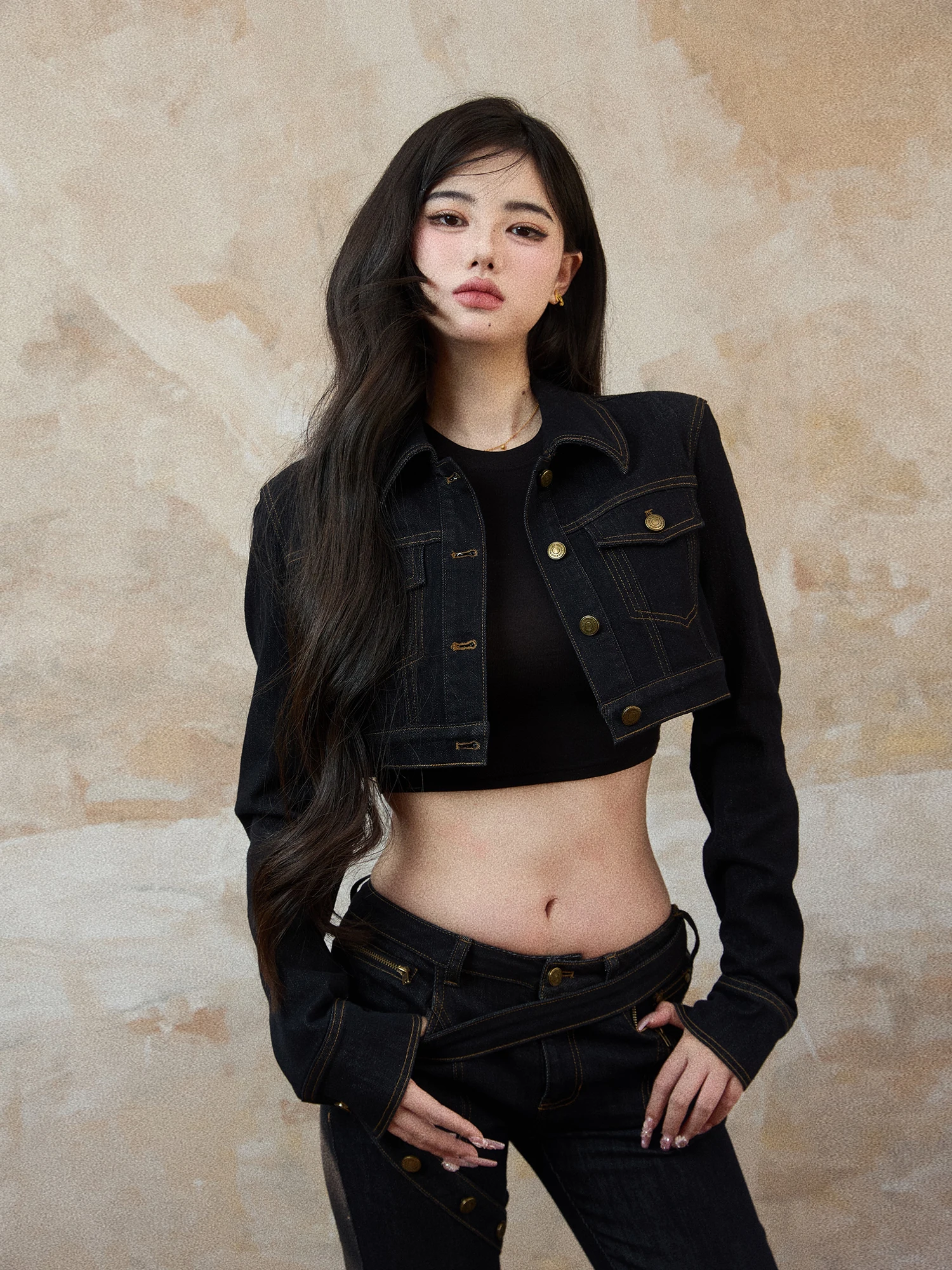 

Короткая джинсовая куртка в уличном стиле для женщин, повседневная модная одежда, весна-лето, новинка, серия One Head Agra Street Match