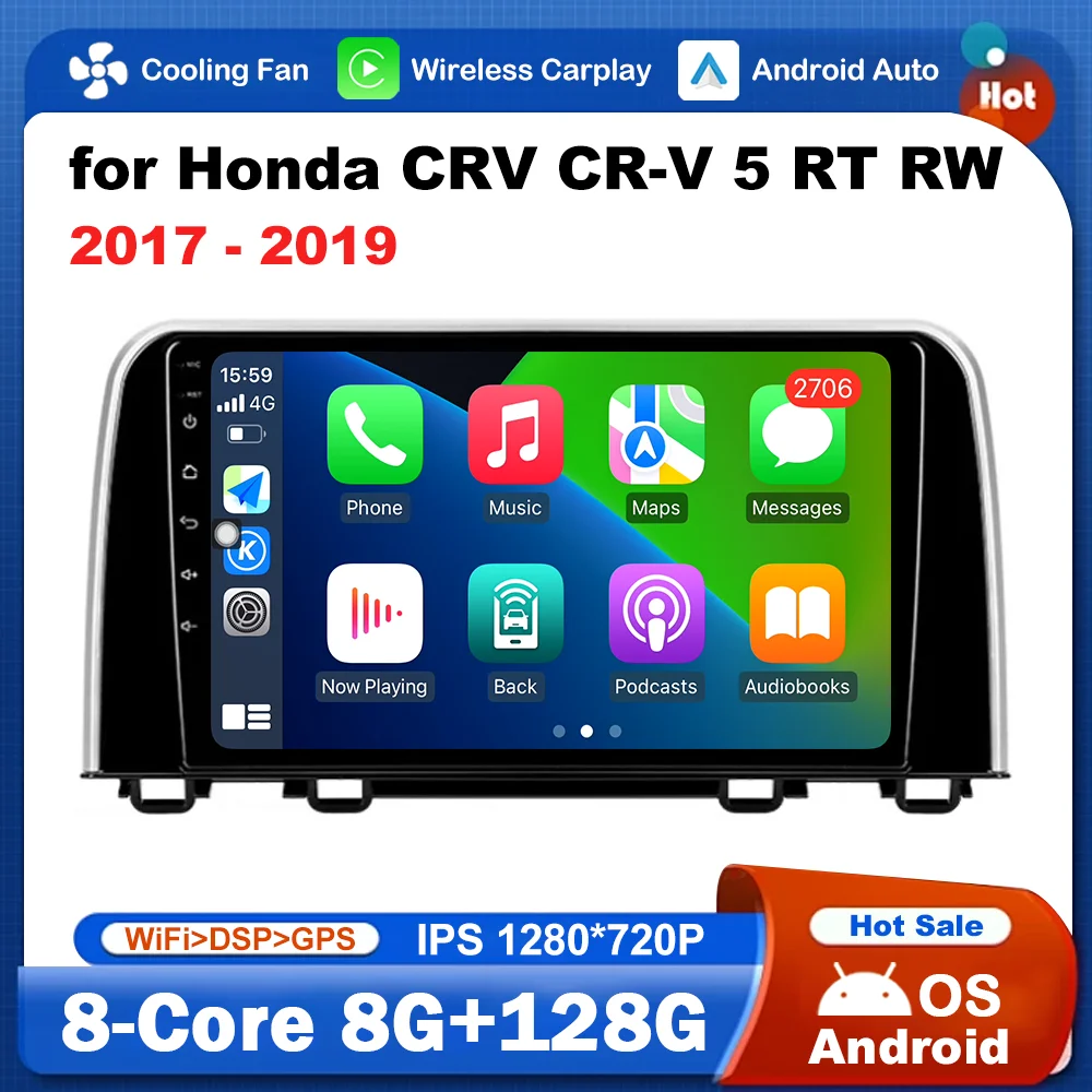 Android OS 9 inch for Honda CRV CR-V 5 RT RW 2017 2018 2019 GPS Navigation Car Radio Video Multimedia Player BT WiFi Carplay 4G