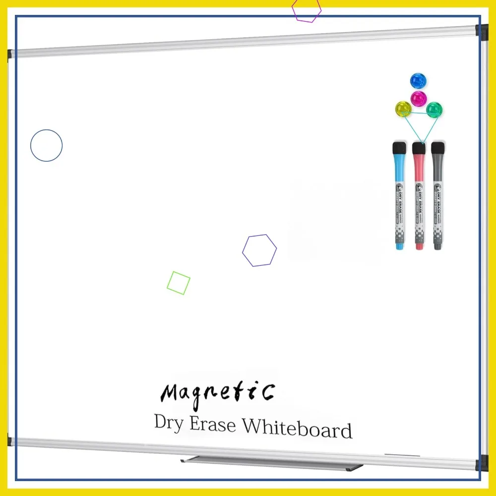 

Магнитная доска для сухого стирания 48x36 дюймов с подставкой для маркеров, серебристая алюминиевая рама для дома, офиса, класса