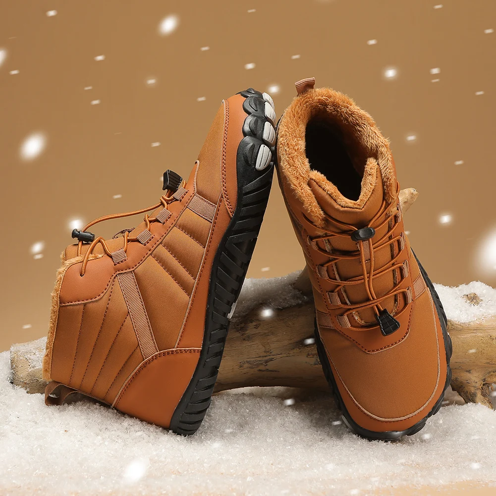 

Зимние ботинки босиком. Высокие туфли босиком. Повседневные зимние ботинки на меховой подкладке. Легкие термозимние кроссовки для путешествий на открытом воздухе.