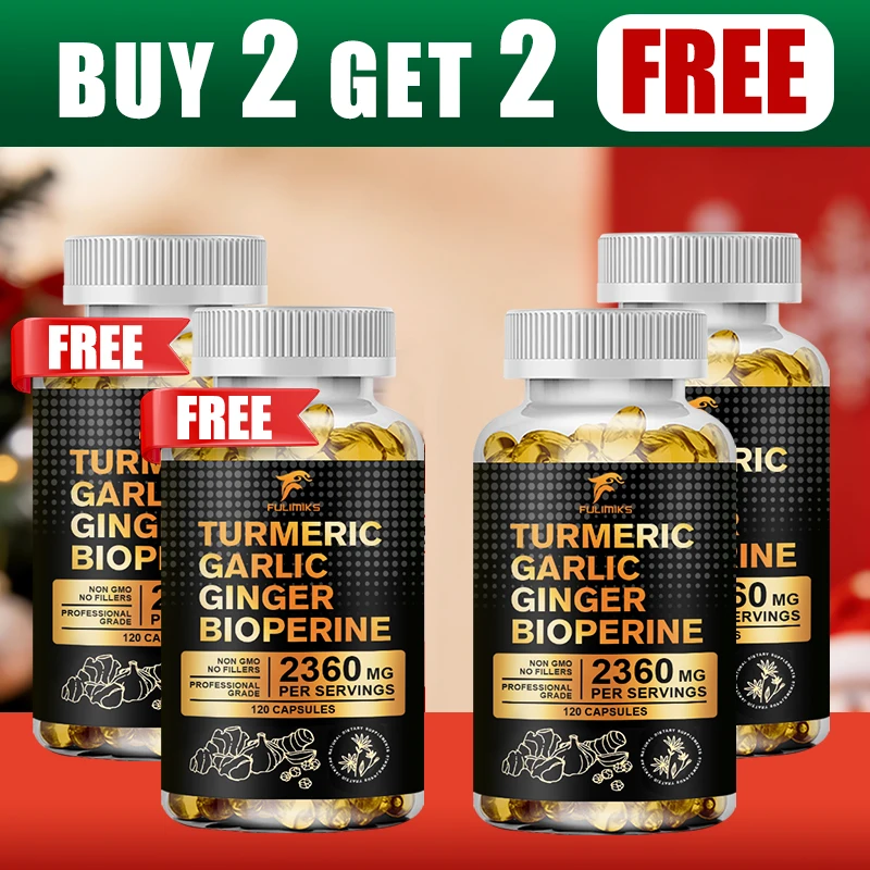 Buy 2 Get 2 Free! Turmeric Curcumin Supplement with BioPerine & Garlic, for Joint Support, Immune Health & Anti Inflammatory