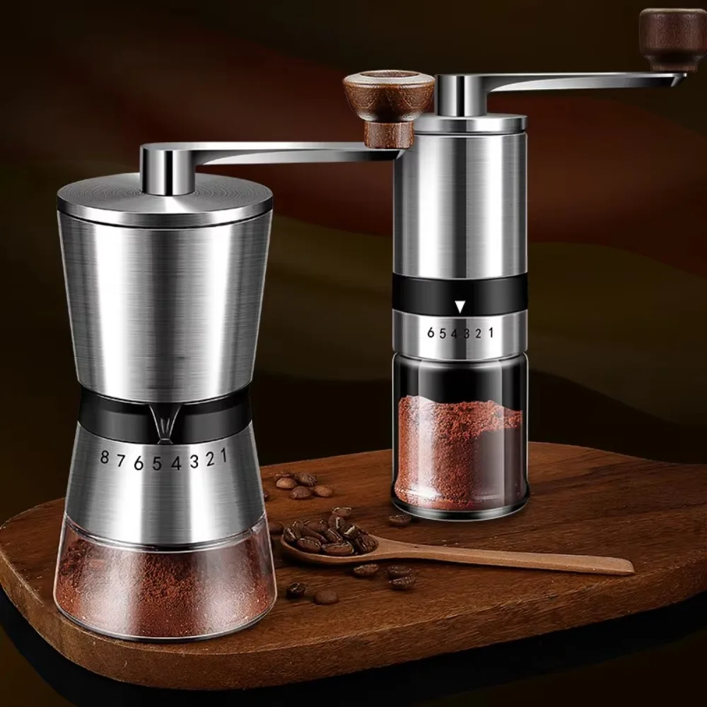 Manual Hand-Cranked Coffee Grinder Ceramic Grinding Core Adjustable Particle Size Coffee Bean Mill Handheld Transparent Body