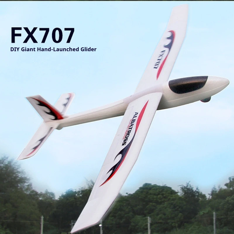 Fixed Wing Glider FX707 Upgraded Large Size Epp Foam Hand Throw Assembled Rc Model With Stickers For Outdoor Hobby Enthusiasts