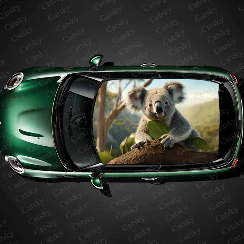 Koala On Tree Branch Car Roof Sticker Wrap Racing SUV Accessories Packaging Painted PVC Custom Car Graphic Decal