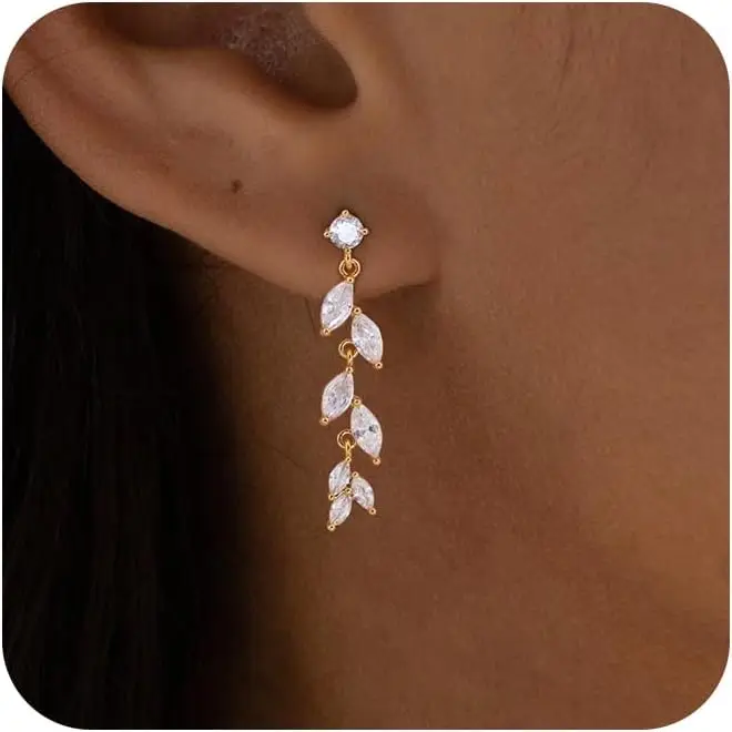 

Dainty Silver Plated Dangle Drop Earrings Hypoallergenic CZ Pearl Small Hoop Jewelry for Women
