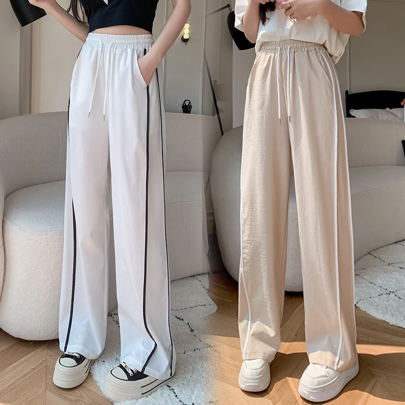 Fashion Slouchy Streetwear Women Clothes Woman Soft Pleasantly Baggy Wide Leg Pants Female Girls Contrast Boyfriend Trousers 2