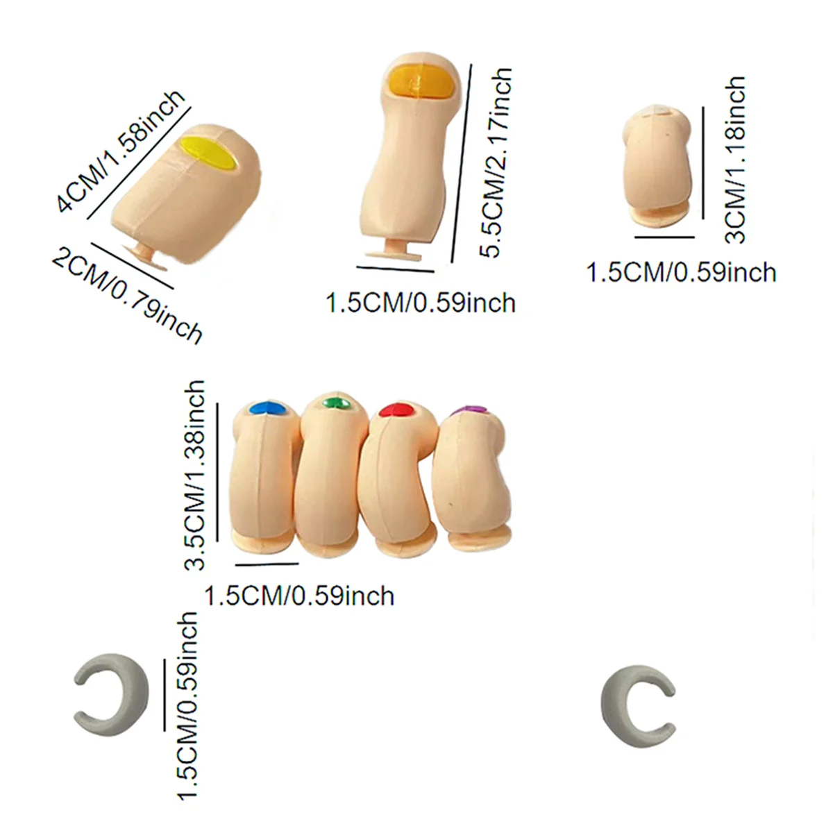3D Toe Charms Fingers Set  DIY Funny Toe Simulation Foot Thumbs Hole Shoe Decoration Summer Slippers Accessories