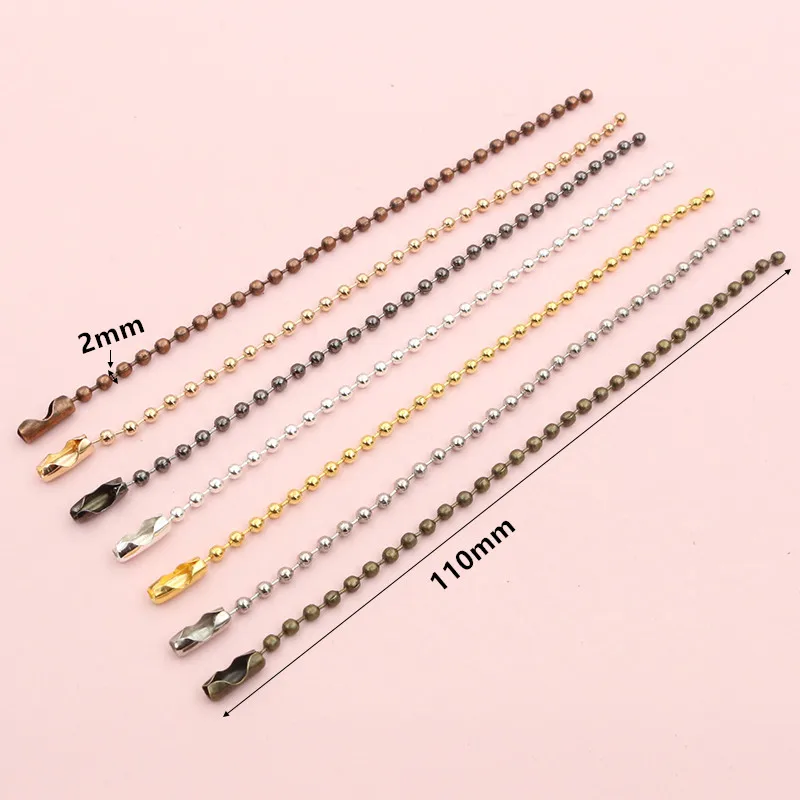 100pcs 2mm Ball Bead Chains 11cm Long Key Ring Chains Label Hand Tag Connector Bulk Keychain DIY Jewelry Making Accessories view 3