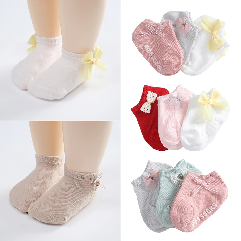 3 Pairs Of Baby Fashion Flower Cute Socks Princess Socks For 0-6 Y Four Seasons Casual Children Socks Baby Clothing Accessories