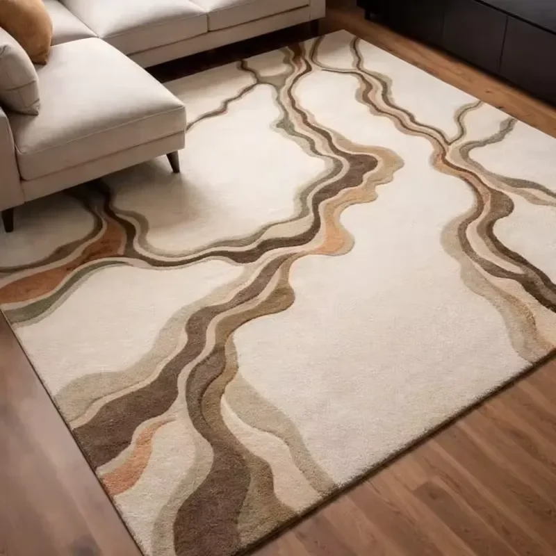 Premium Bespoke Custom Design Natural Silk Hand Tufted Rug Soft Lustre Area Carpet for Living Room Jute Backing