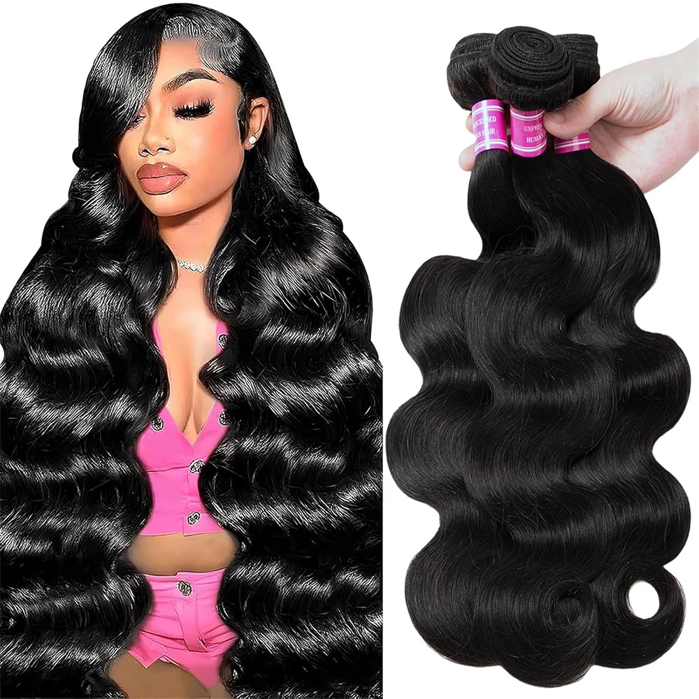 

Human Hair Bundles Weave Brazilian Hair 30 40 Inch Loose Body Wave 3 4 Bundles Virgin Raw Remy Hair Bundles Extensions For women