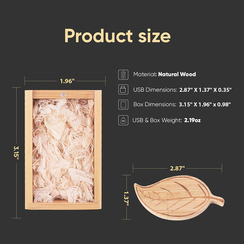 나무 잎 USB 플래시 드라이브, 무료 사용자 정의 로고 펜 드라이브, 64GB 사진 메모리 스틱, 32G 크리에이티브 선물 U 디스크, 128GB, 16GB, 8GB