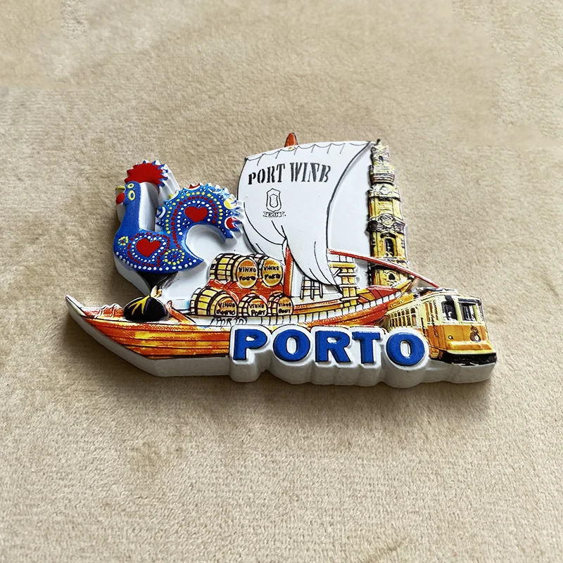 

Portugal Porto tourism souvenir, 3D sailboat creative rooster decoration, refrigerator sticker, strong magnet
