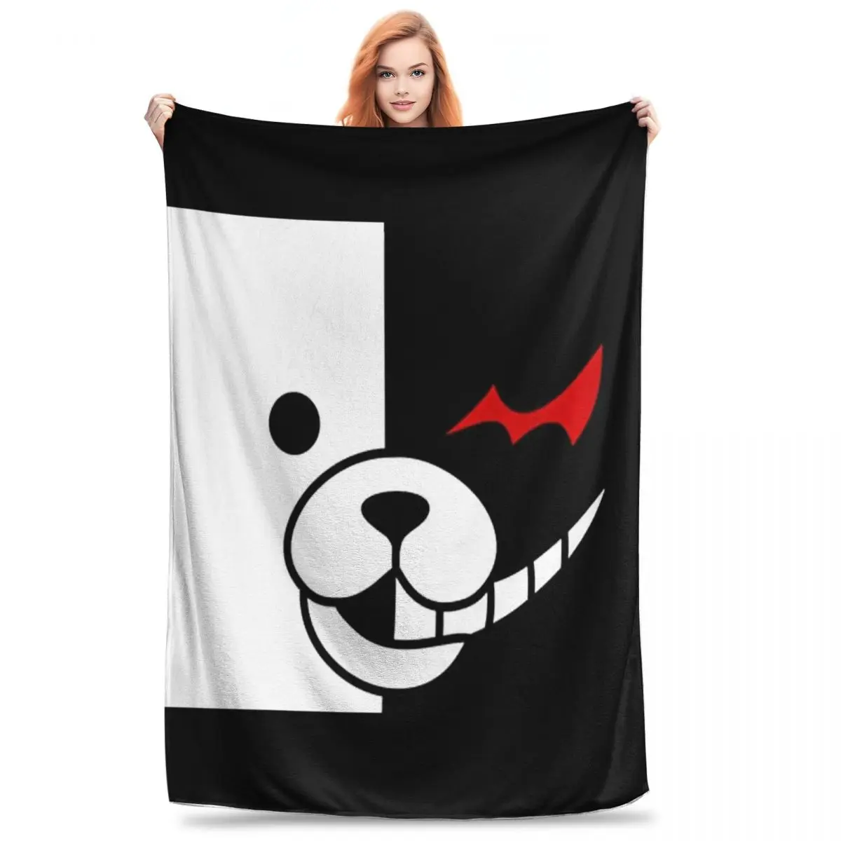 Monokuma Danganronpa Blankets Flannel Super Soft Sofa Throw Blankets For Home Bedroom Office Throws Bedspread Quilt