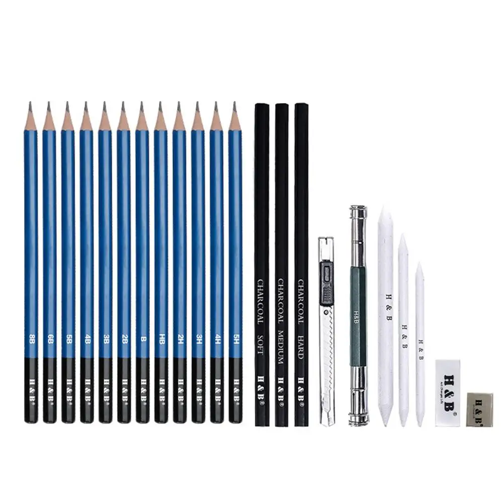23 Pcs Professional Drawing Set Supplies Tin Box Sketching Tool Painting Pencil