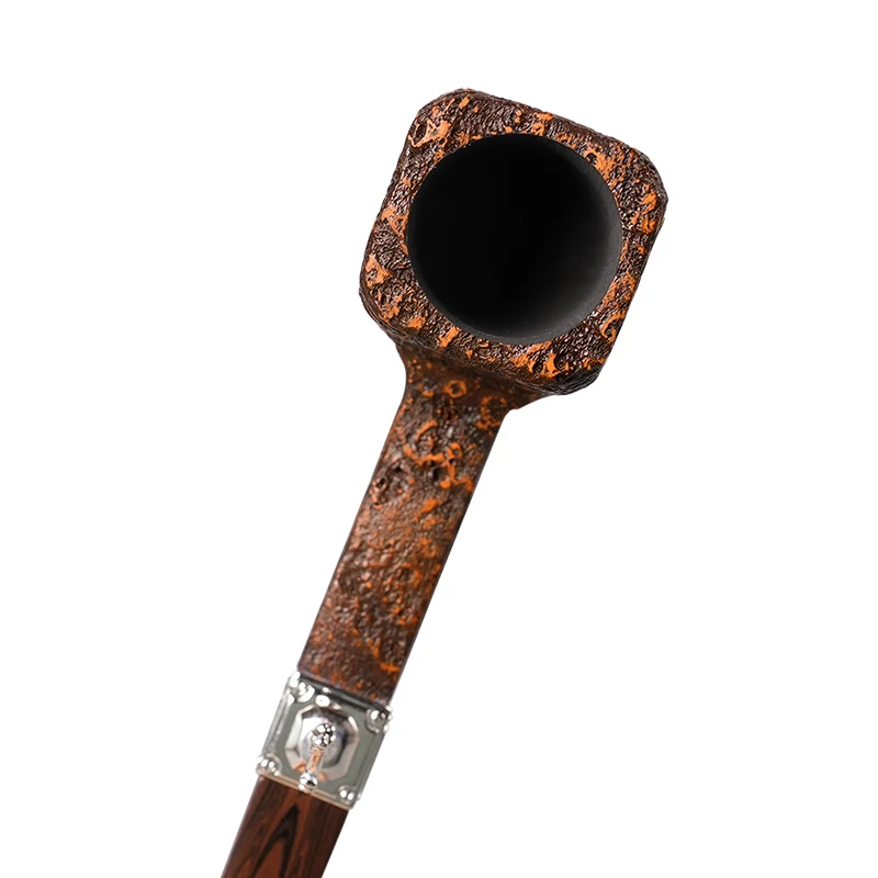 Handmade briar tobacco pipe straight handle Square Panel pipe 5mm pipe channel vertical silver ring  Cumberland pipe mouth