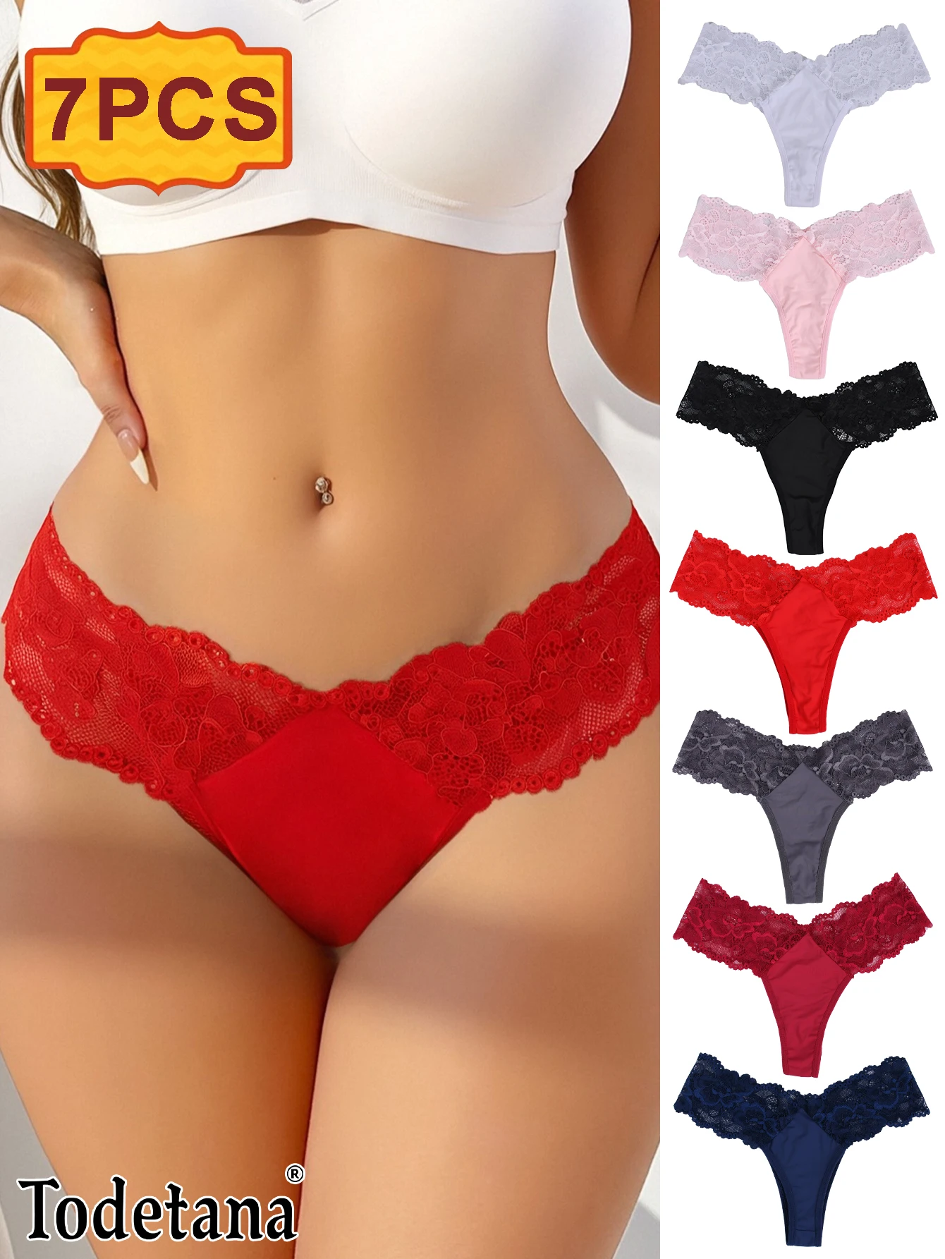 Conjunto multicolor de 7 a 21 Uds., venta al por mayor, Bikini con Tanga de Color de encaje para mujeres adultas, bragas sexis multicolores