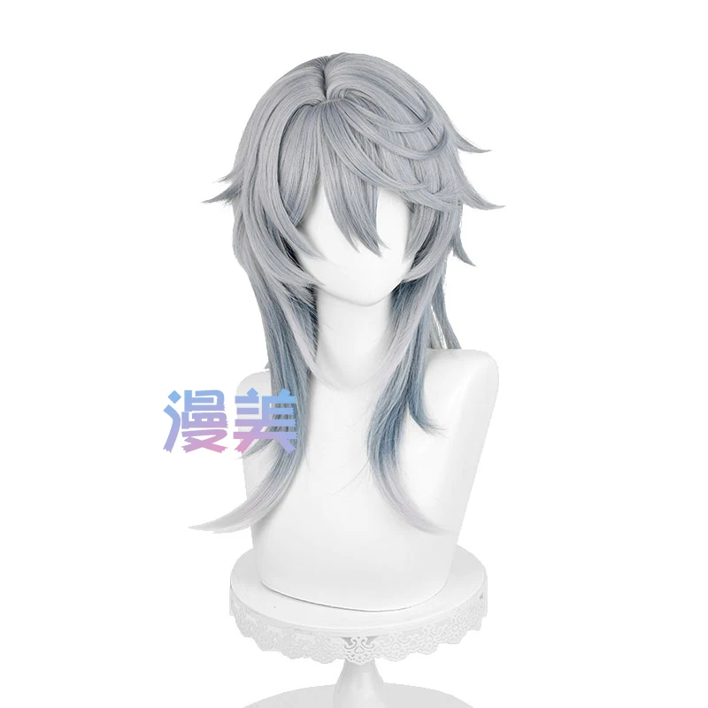 HSR Sunday Cosplay parrucca 52cm grigio blu parrucca sfumata Cosplay Anime parrucche Cosplay capelli sintetici resistenti al calore