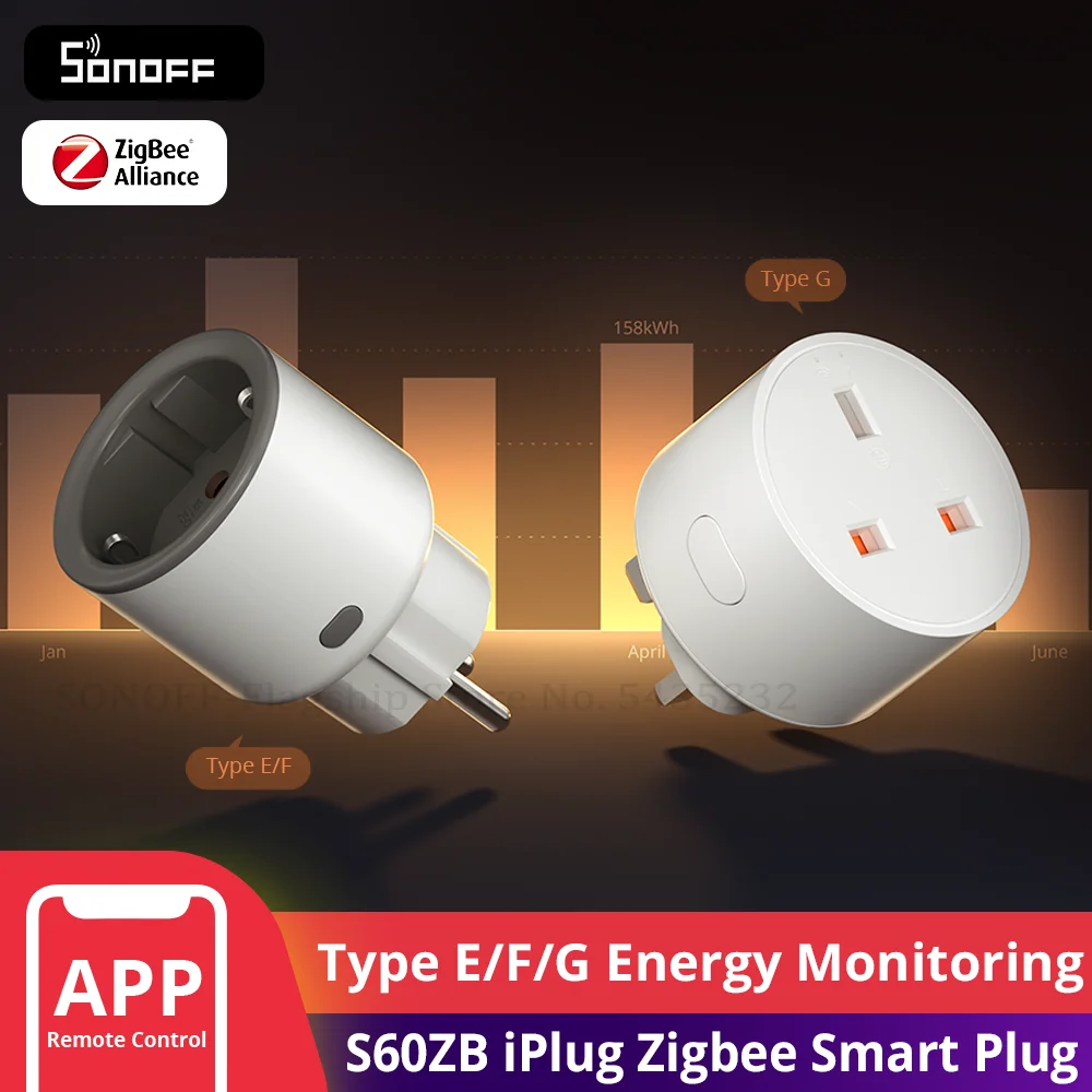 SONOFF S60ZB IPlug Zigbee Smart Plug Energy Monitoring Wireless Socket Timer Smart Switch Voice Control Google Home Amazon Alexa