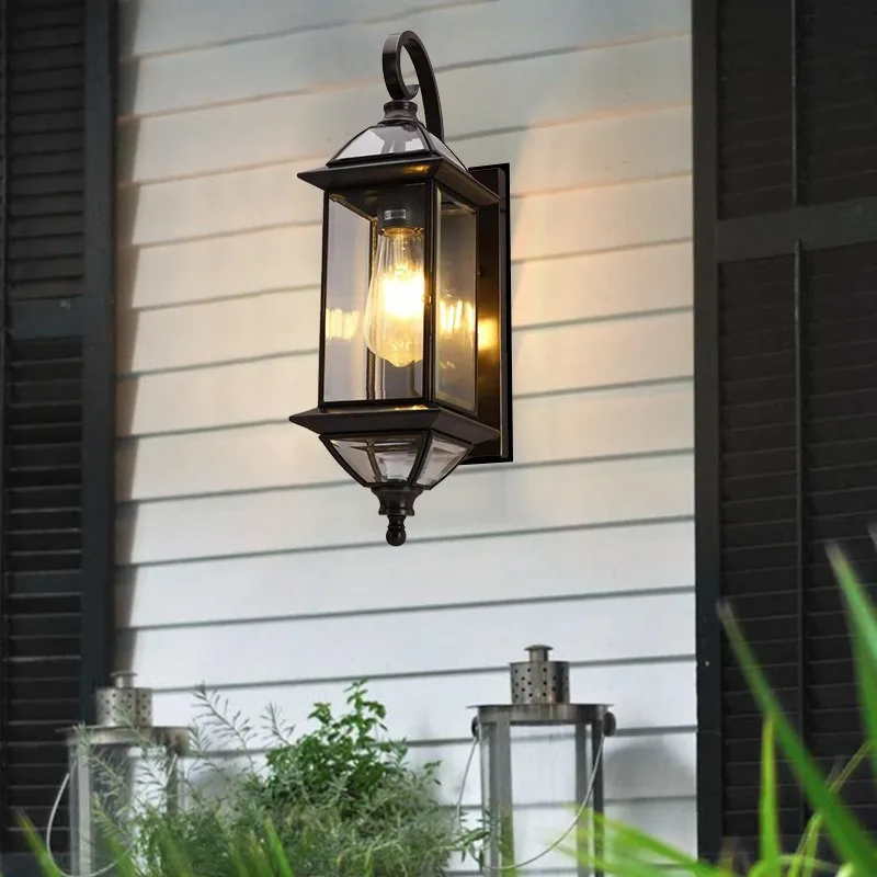 

Full copper outdoor gate wall lamp, courtyard wall lamp, balcony, sunroom, garden, soldering black wall lamp