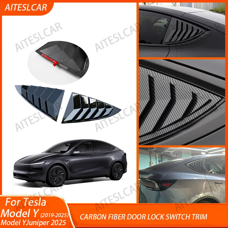 Rear Car Window Shutter Cover For Tesla Model Y Juniper 2025 Louver Side Vent Trim Triangle Accessorie For Model Y 2019-2025