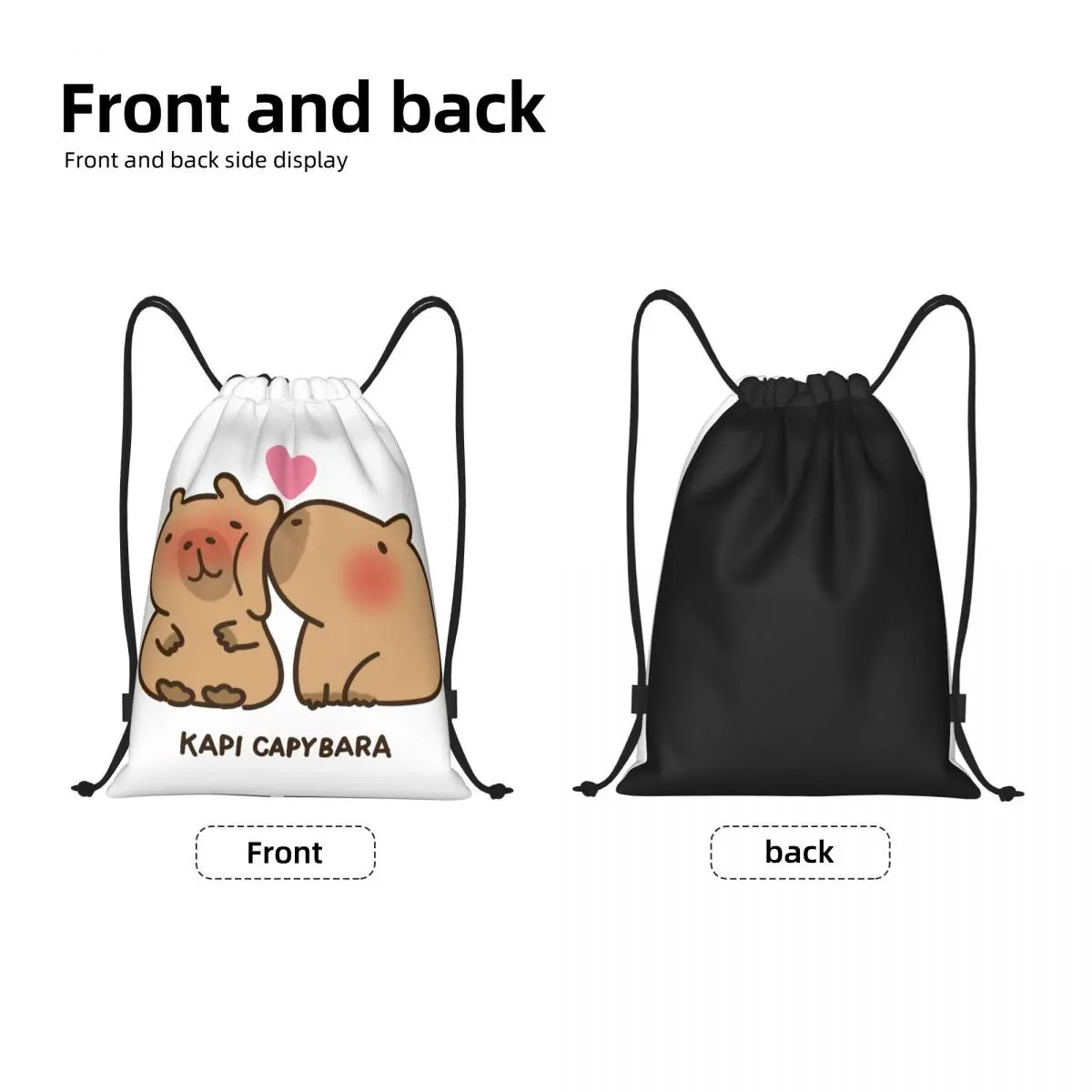 Capybara Couple Kiss Drawstring Bags Women Men Foldable Sports Gym Sackpack Shopping Backpacks