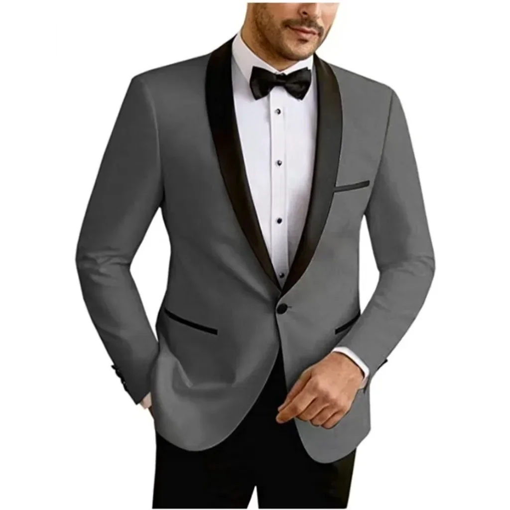

Men's Slim Fit 2-Piece Tuxedo Suit Set with Shawl Lapel One-Button Blazer And Pants High-Quality Formal Wedding Wear