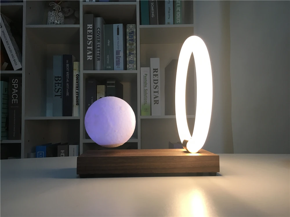 Light up Bar Table Wooden Lamp Round Shade 6W Desk Lamp Plastic Small Portable Magnetic Levitation LED Light Table for Kids