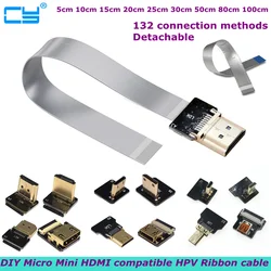 Anti-interference Ribbon FPV HDMI-Compatible Connector Flexible Flat Cable Raspberry Pi 4 Micro Mini HDMI-compatible