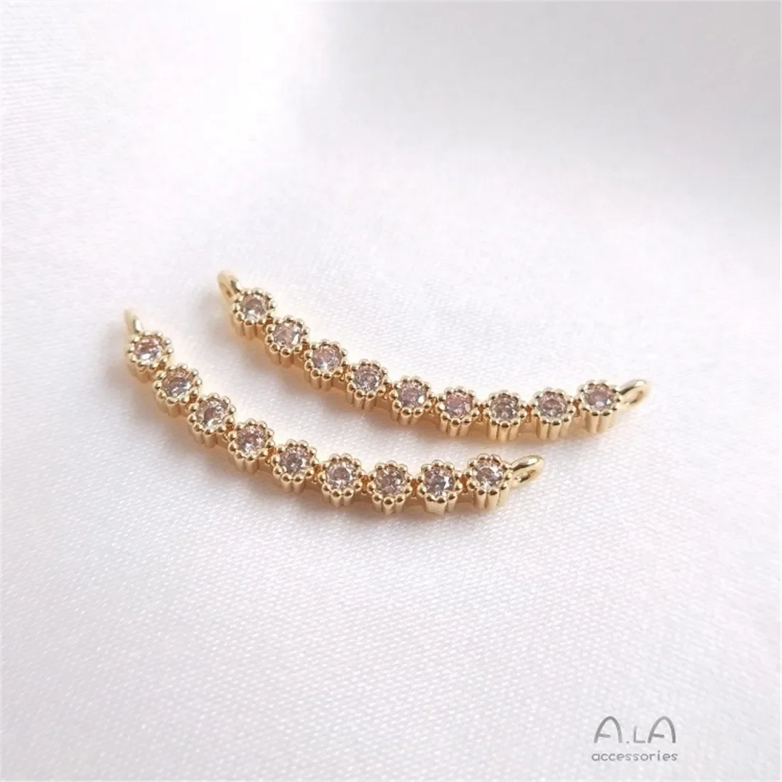 Colgante de varilla de conexión en forma de C, medio redondo, doble agujero, envuelto en oro de 14K, pendientes hechos a mano, pulsera, dije, accesorio para collar