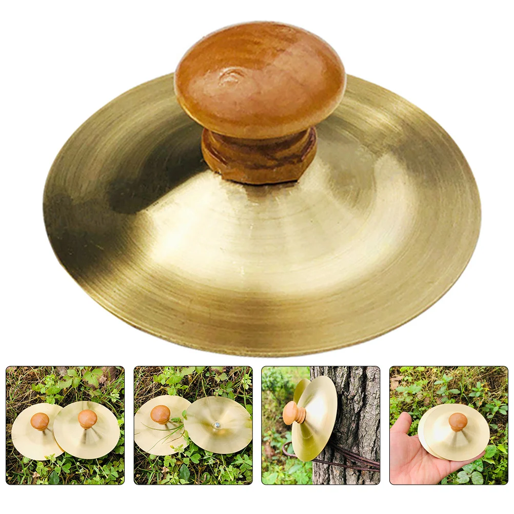 

2Pcs 's Finger Cymbals Percussion Instrument Set Wooden Handle Metal Bell Clear Tone for Music Education and