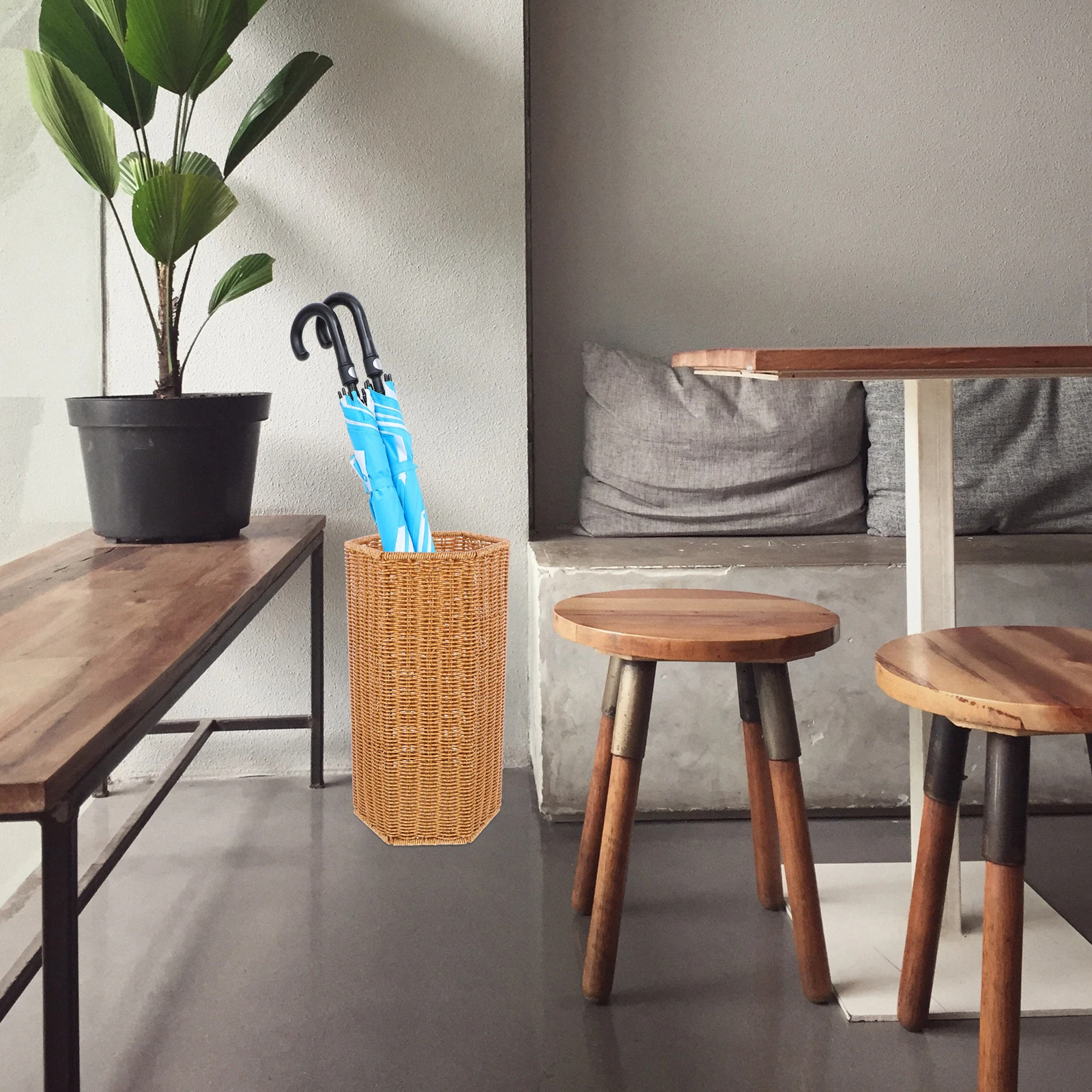 

Modern Style Woven Stand Household Iron Pp Material Large Capacity Storage Rack For Home Office Entryway Indoor Bucket Reliable