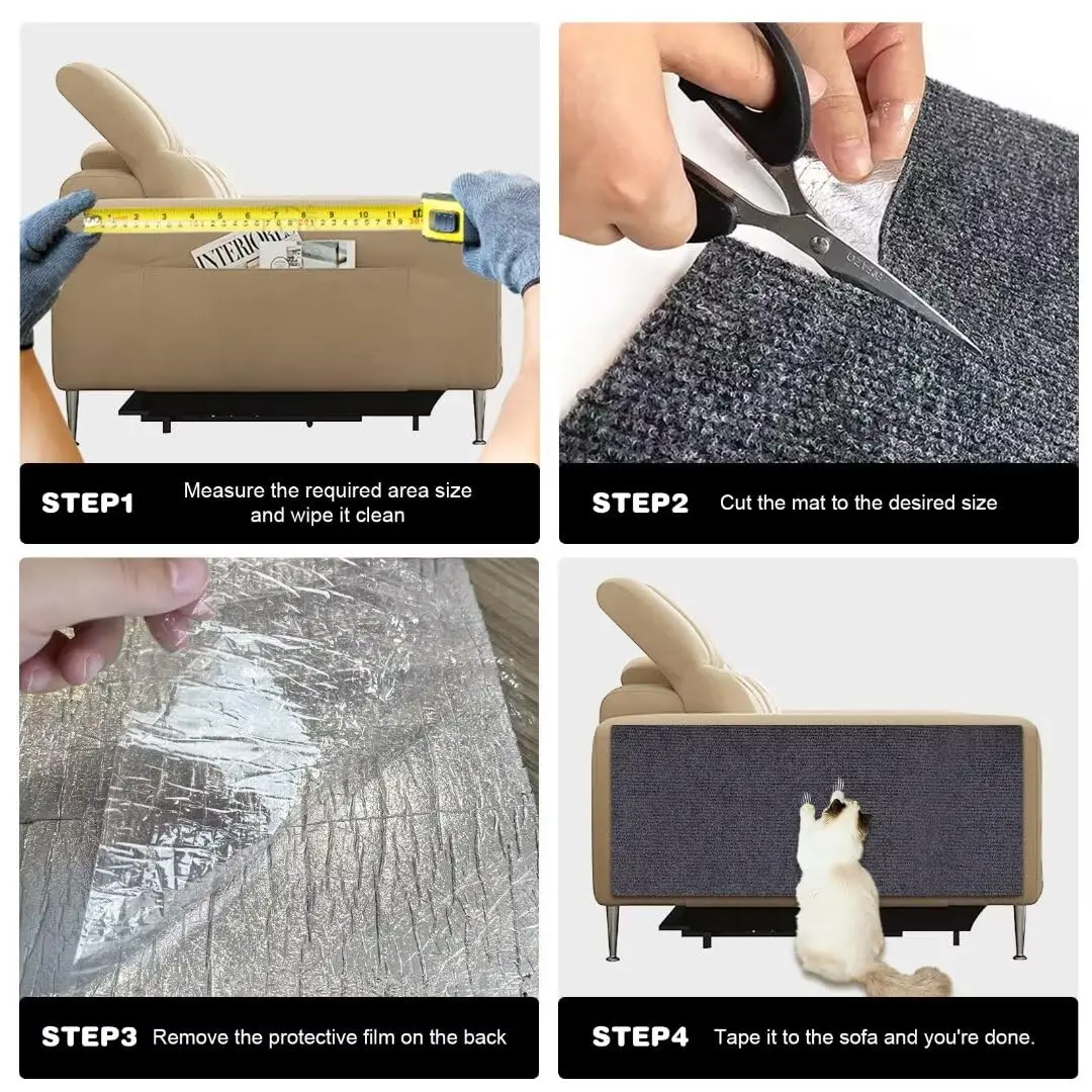 Selbstklebender Anti-Katzen-Kratz-Schutz für Sofas, DIY Kratzschutz für Katzenpfoten, zuschneidbarer Teppich, Katzenkratzbrett ﻿ Rollenversand – Detail 6