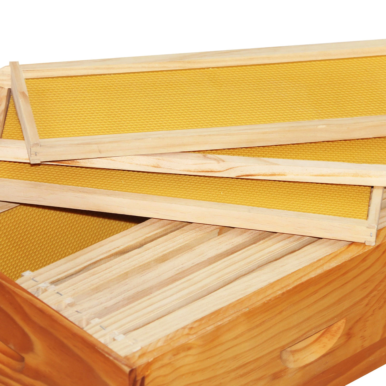 10 Pack Beehive Frames and  Foundations for Deep Brood Bee Hives with Wooden Bee Hive Frames and  Foundation sheets (Yellow)