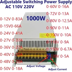 1000W Switching Power Supply AC 110V 220V Adjustable 0- 12V 24V 36V 48V 60V 80V 120V 160V 220V Power Supply 5A 6.5A 20A 40A 70A