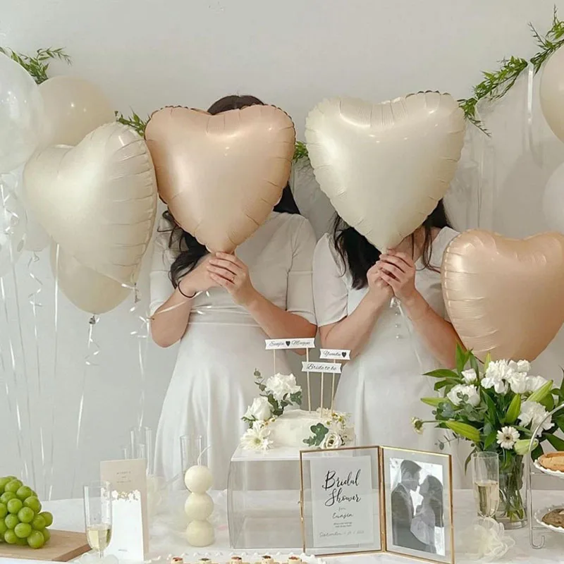 

18 Inch Cream White Caramel Chocolate Heart shaped Love Wedding Birthday Party Aluminum Film Balloon Decoration Background 2025