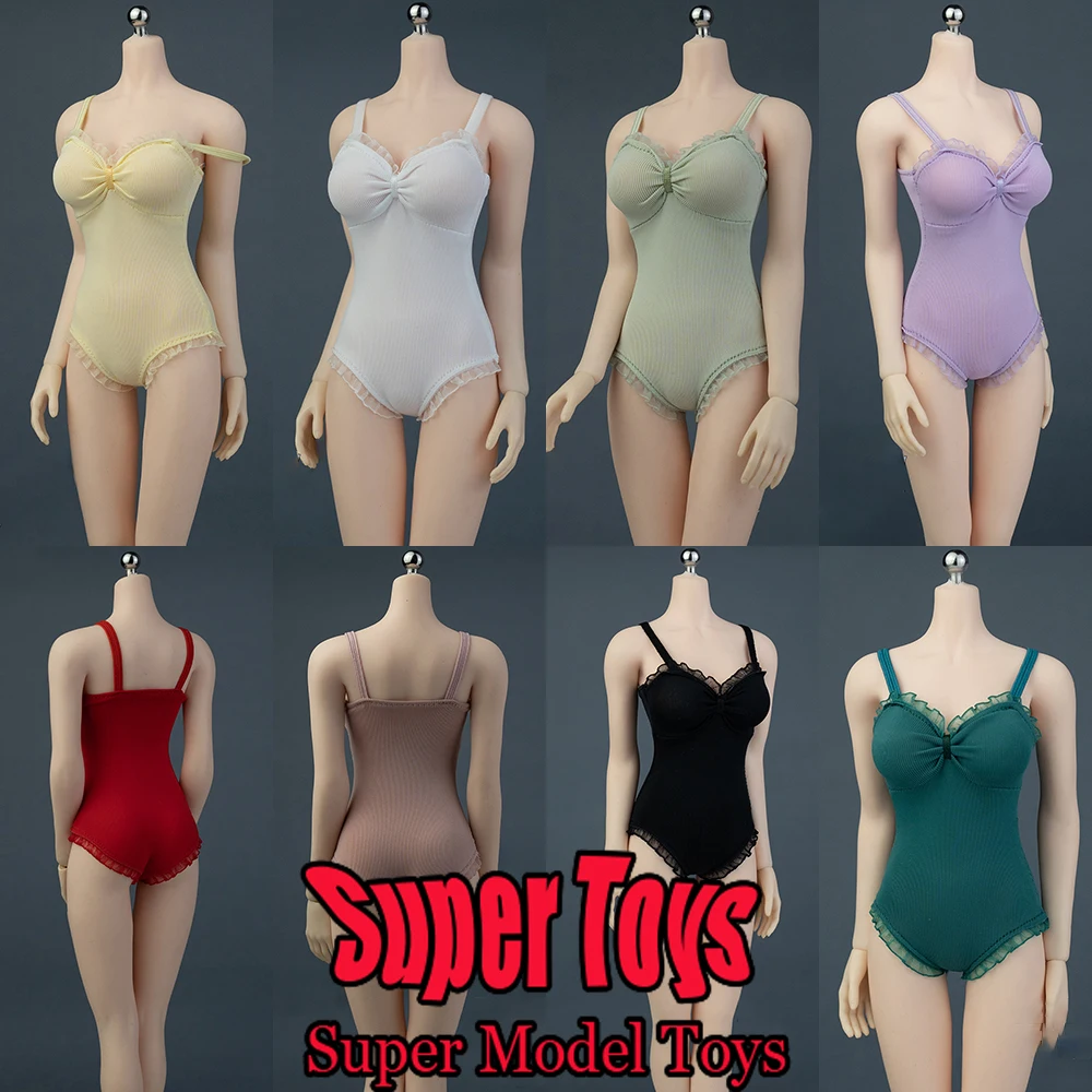 Juguetes de hielo IC1023 escala 1/6, ropa de soldado femenino, mono con borde de encaje de Color sólido, traje de baño apto para muñeca de figura de acción de 12 pulgadas